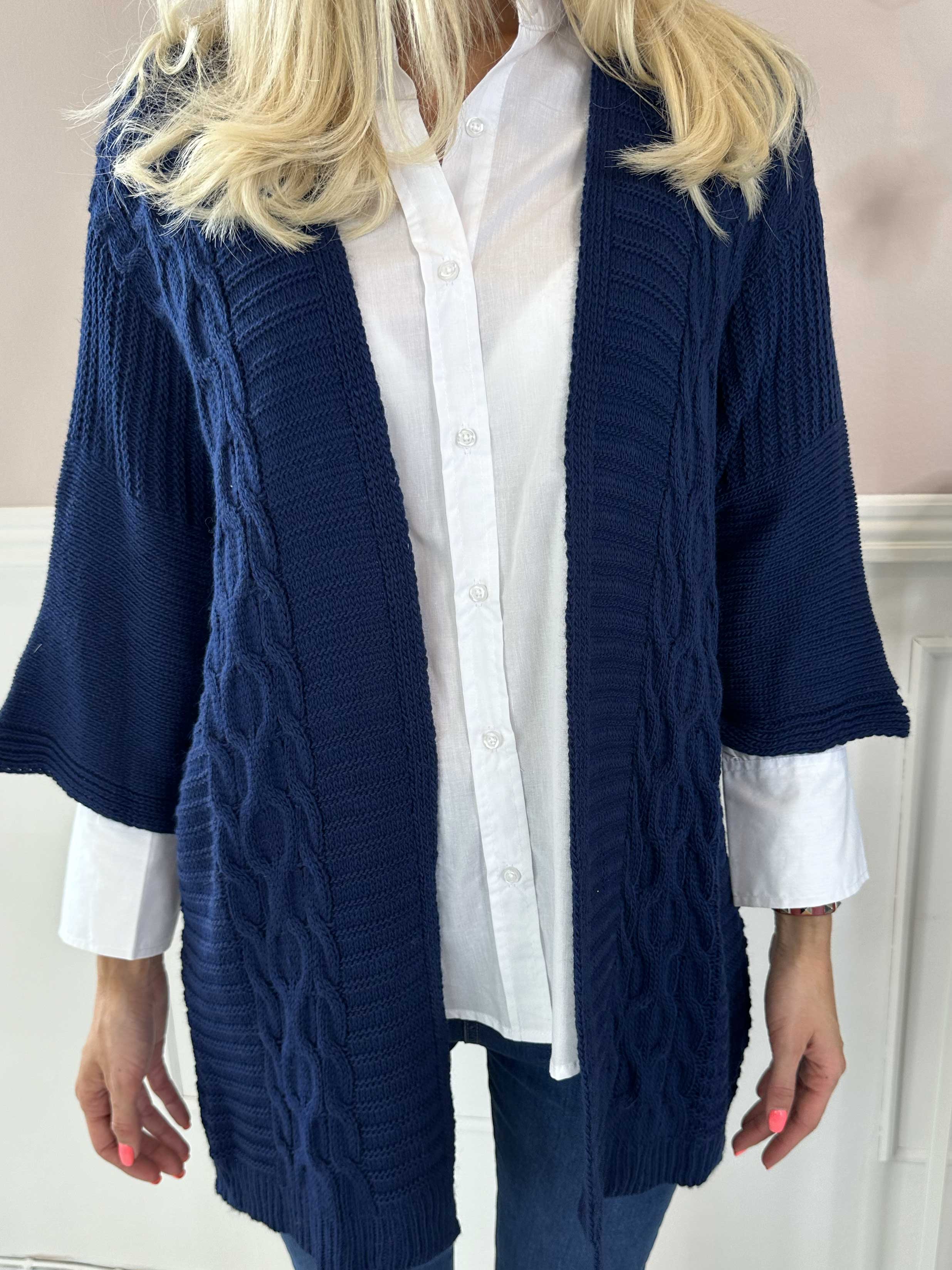 Avalon - Strikcardigan med korte ærmer